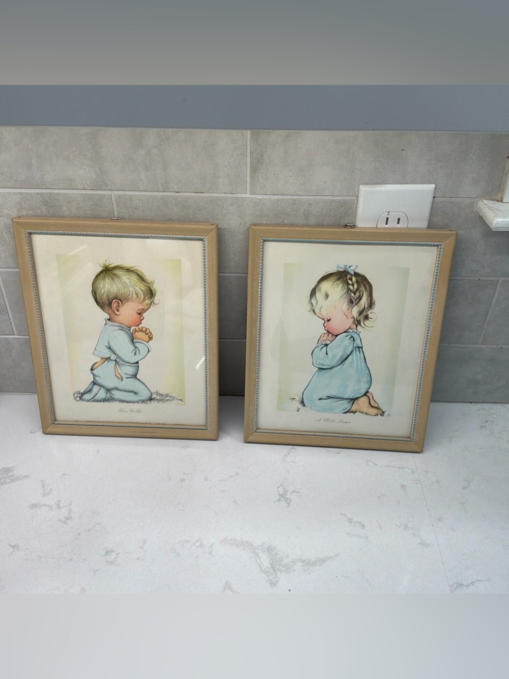 VTG Set of 2 Charlot Byj “Bless Us All” and “A Child’s Prayer” Prints 9x11”